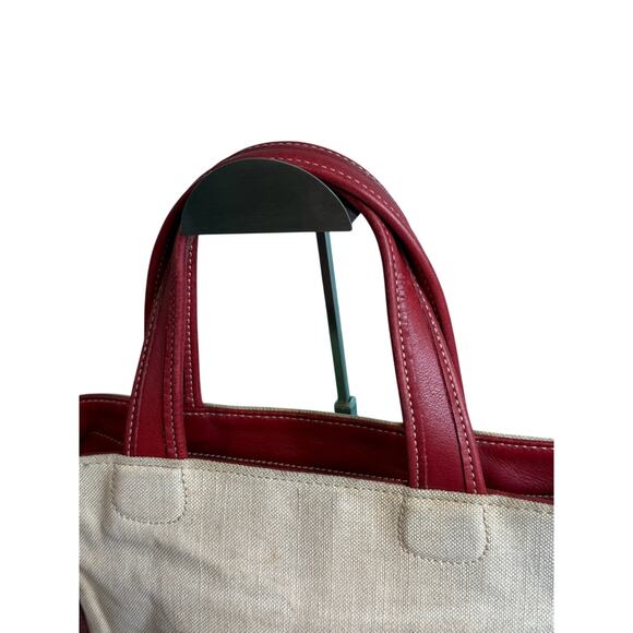 Coach 6121 Bleecker Satchel Linen Canvas & Red Leather Tote Bag*Vintage 1999 - Picture 15 of 16
